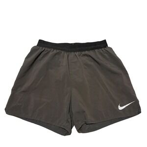 Nike DriFit Tempo Running Athletic Shorts Swoosh Logo Grey Black Womens Size S